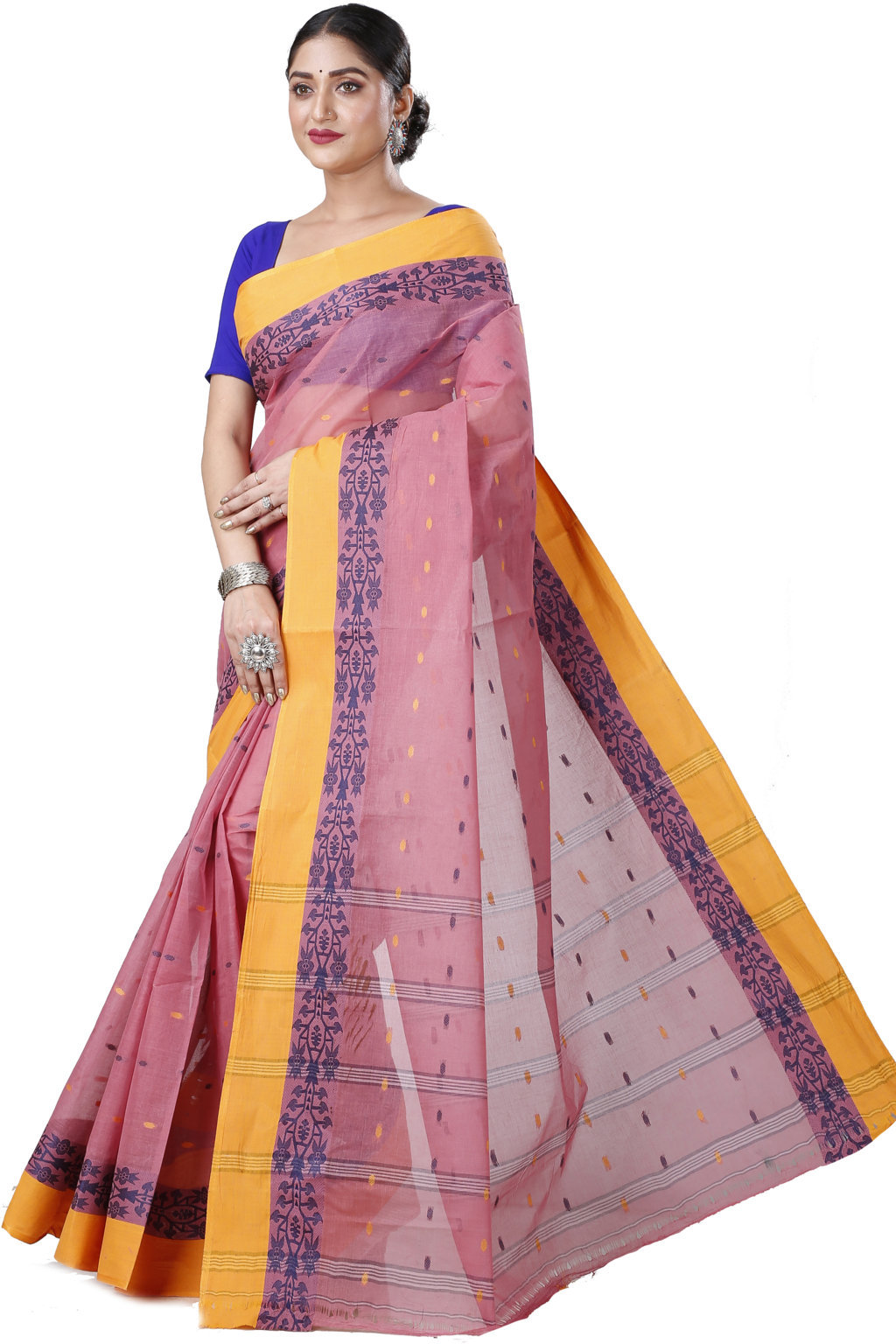 Peach Pure Cotton Apurva Tant Saree (1061)